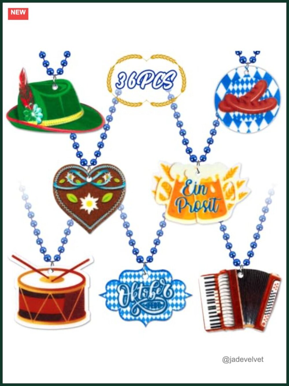 36 Pcs Oktoberfest Party Favors German Themed Necklaces Pretzel Flag